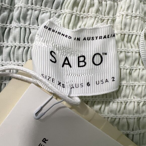 Sabo Mini Dress Women Berlyn Shirred Ruffle Party Vacation 90s Y2K - Picture 8 of 12